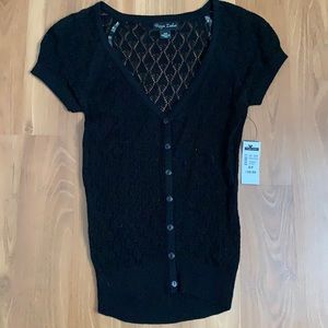 Black short sleeve cardigan, size S